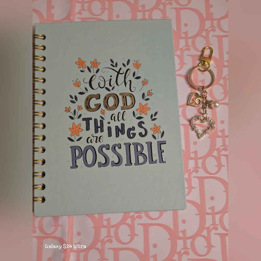 Religious Scripture Inspirational Notebook & Bag Charm NEW